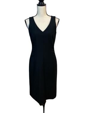 Comma Black V-Neck Ruched Midi Dress Size 36/Small